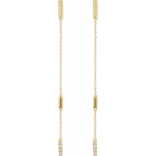 14K Yellow 1/10 CTW Natural Diamond Chain Earrings
