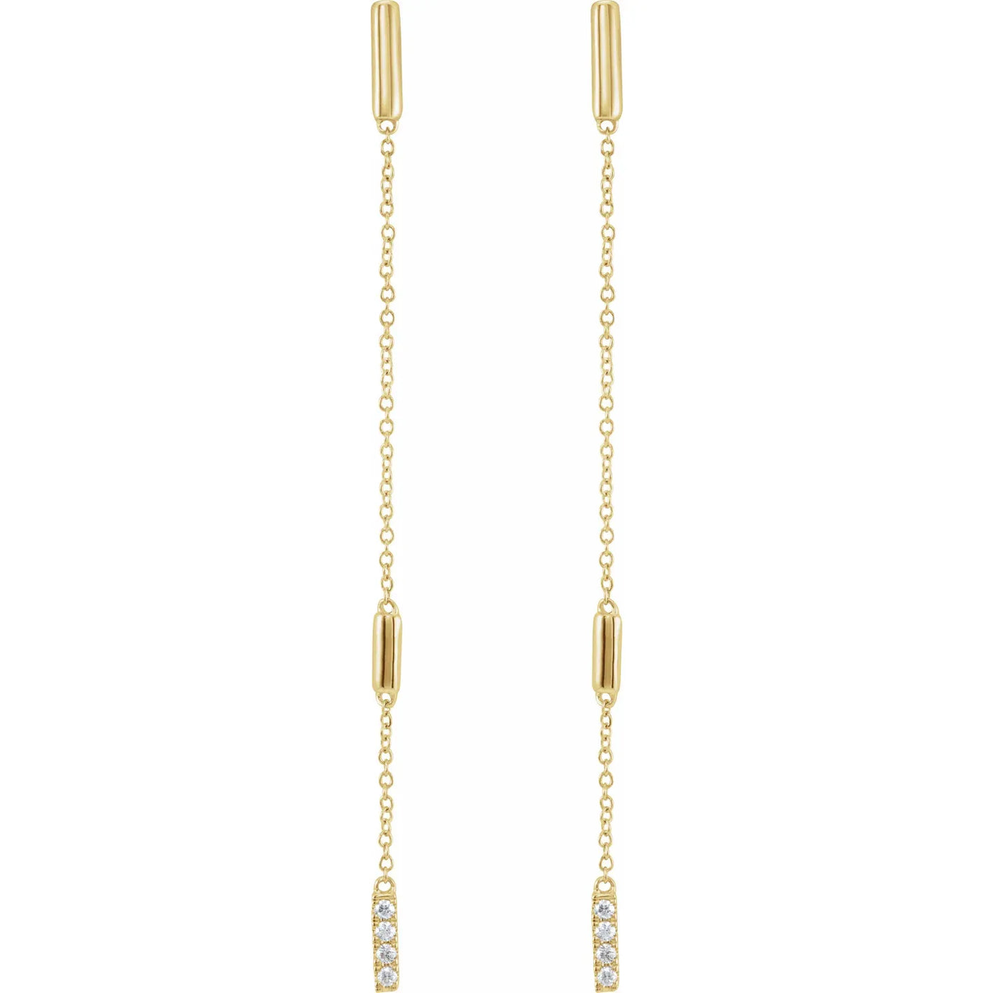 14K Yellow 1/10 CTW Natural Diamond Chain Earrings