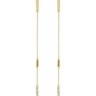14K Yellow 1/10 CTW Natural Diamond Chain Earrings