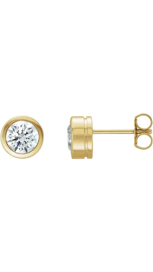 14K Yellow 1 CTW Natural Diamond Bezel-Set Earrings