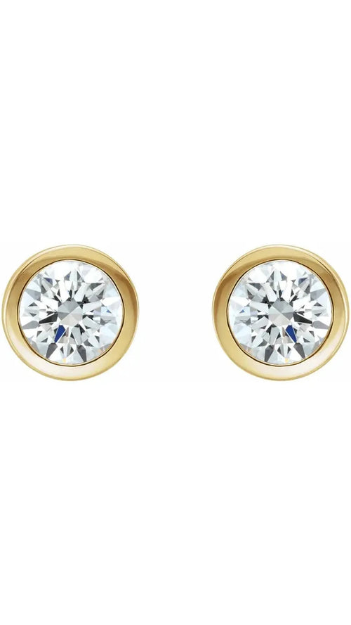 14K Yellow 1 CTW Natural Diamond Bezel-Set Earrings