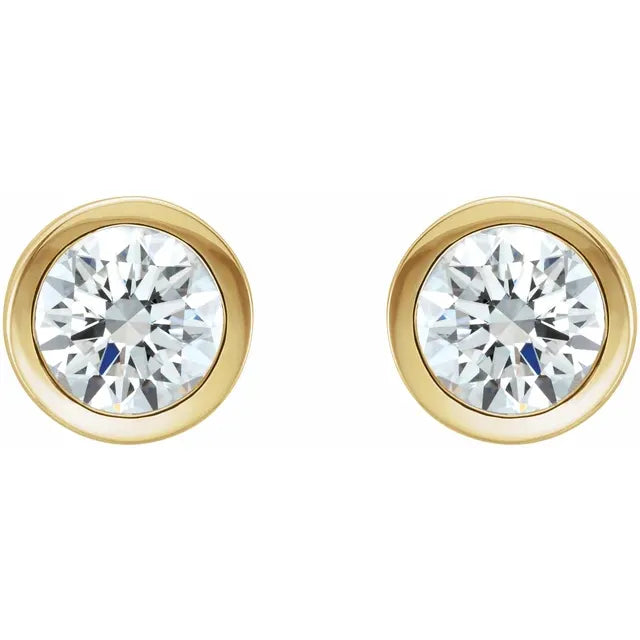 14K Yellow 1 CTW Natural Diamond Bezel-Set Earrings