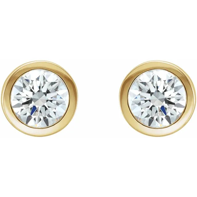 14K Yellow 1 CTW Natural Diamond Bezel-Set Earrings