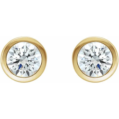 14K Yellow 1 CTW Natural Diamond Bezel-Set Earrings