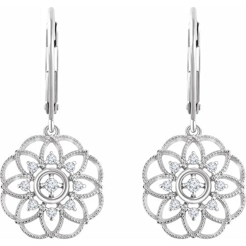 14K White 1/5 CTW Natural Diamond Granulated Filigree Earrings