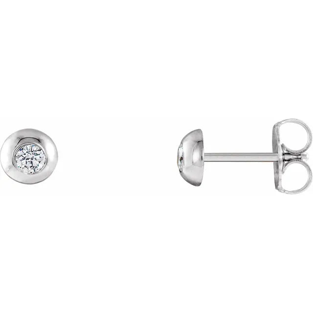 14K White 1/8 CTW Natural Diamond Domed Stud Earring