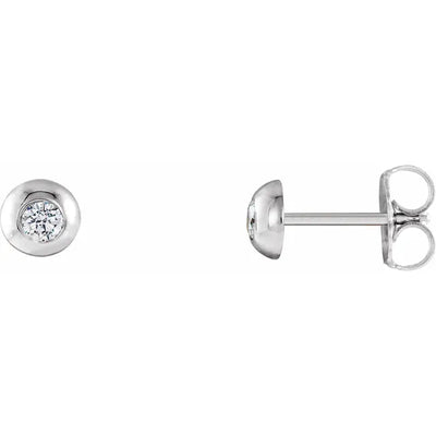 14K White 1/8 CTW Natural Diamond Domed Stud Earring