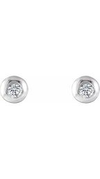 14K White 1/8 CTW Natural Diamond Domed Stud Earring