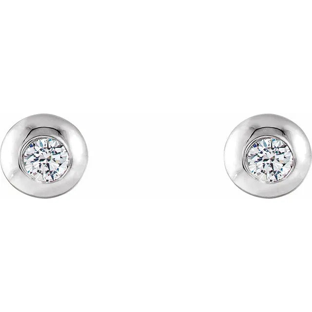 14K White 1/8 CTW Natural Diamond Domed Stud Earring