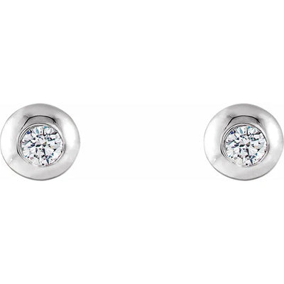 14K White 1/8 CTW Natural Diamond Domed Stud Earring