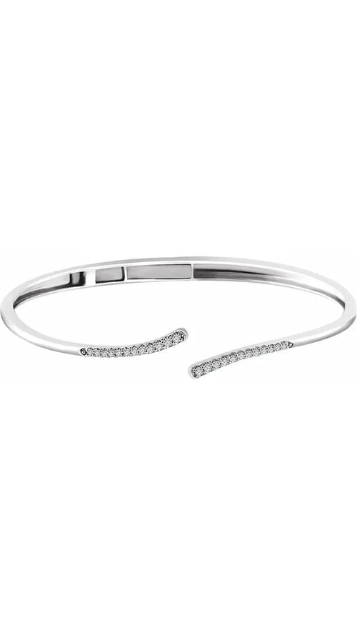 14K White 1/4 CTW Natural Diamond Bypass Hinged Cuff Bracelet