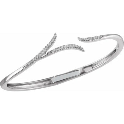 14K White 1/4 CTW Natural Diamond Hinged Cuff Bracelet
