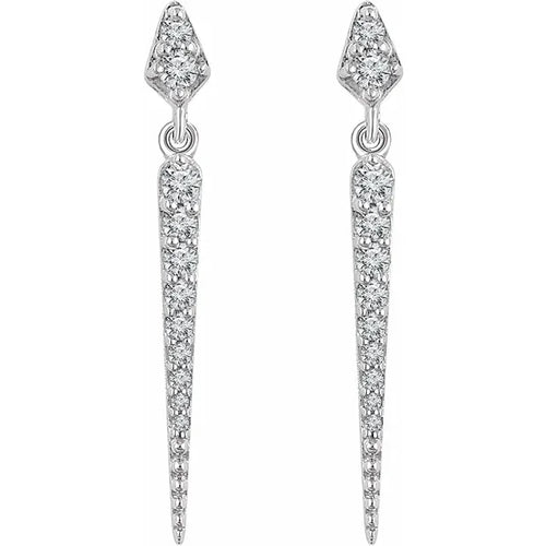 14K White 1/4 CTW Natural Diamond Spike Earrings