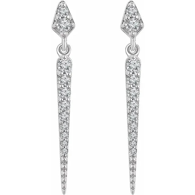 14K White 1/4 CTW Natural Diamond Spike Earrings