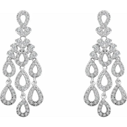 14K White 7/8 CTW Natural Diamond Chandelier Earrings