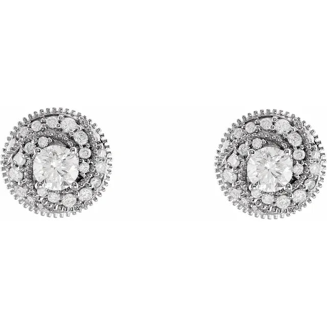 14K White Gold 3/4 CTW Natural Diamond Journey Earrings