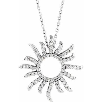 14K White 1/3 CTW Natural Diamond Sun 16" Necklace