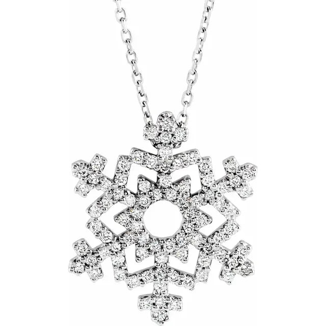 14K White 1/3 CTW Natural Diamond Snowflake 16" Necklace