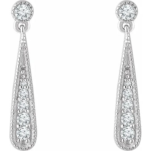 14K White 1/6 CTW Natural Diamond Teardrop Earrings