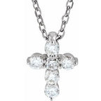 14K White 1/6 CTW Lab-Grown Diamond Cross 16-18" Necklace