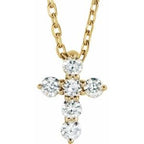 14K Yellow 1/6 CTW Natural Diamond Cross 16-18" Necklace