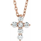 14K Rose 1/6 CTW Lab-Grown Diamond Cross 16-18" Necklace