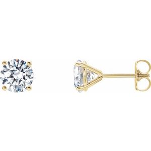 14K Yellow 1 CTW Lab-Grown Diamond 4-Prong Stud Earrings