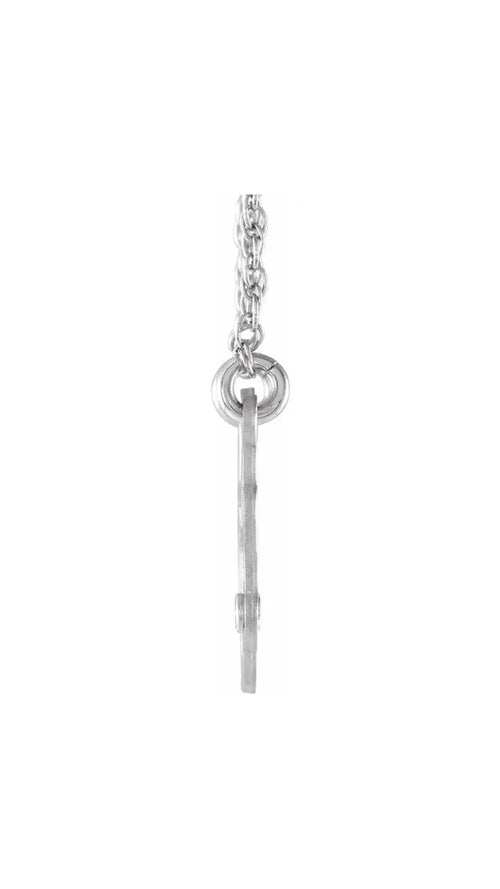 10K White Imitation Diamond 3 initials Script 20 mm Monogram 18" Necklace