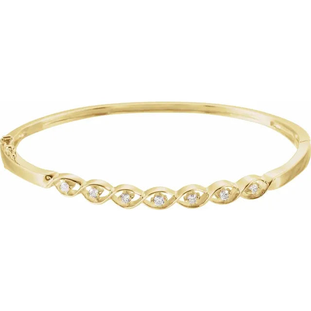 14K Yellow 1/4 CTW Natural Diamond Bangle Bracelet