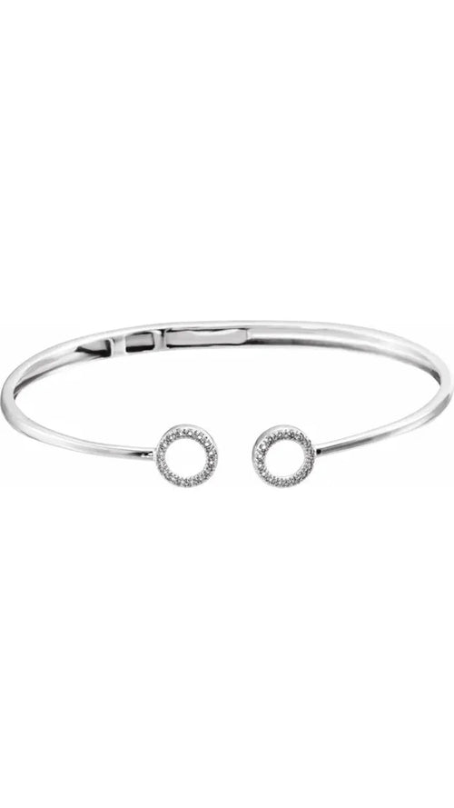 14K White 1/6 CTW Natural Diamond Circle Hinged Cuff Bracelet