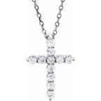 Sterling Silver 1/4 CTW Natural Diamond Cross 16-18" Necklace