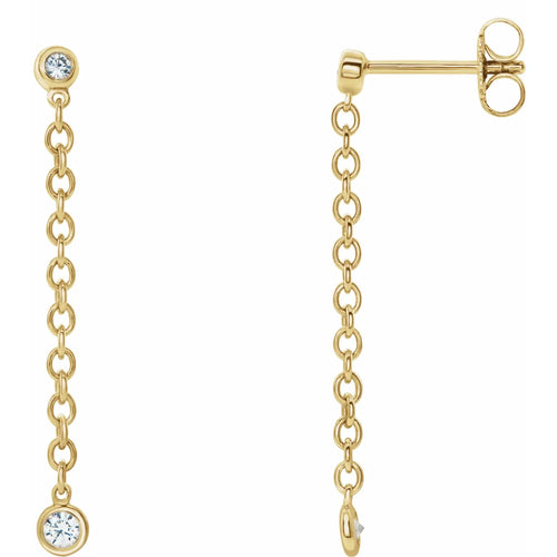 14K Yellow 1/5 CTW Natural Diamond Hinged Hoop Chain Earrings