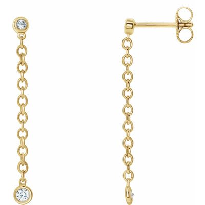 14K Yellow 1/5 CTW Natural Diamond Hinged Hoop Chain Earrings