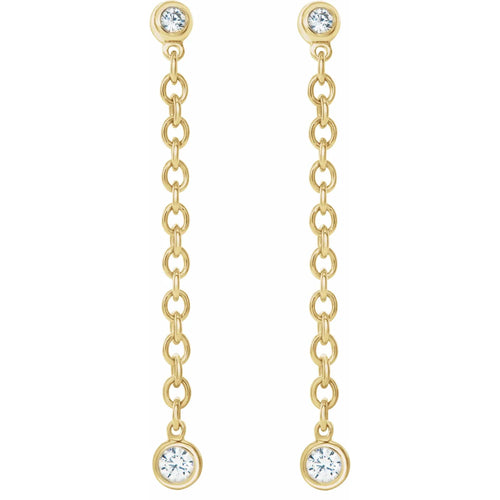 14K Yellow 1/5 CTW Natural Diamond Hinged Hoop Chain Earrings