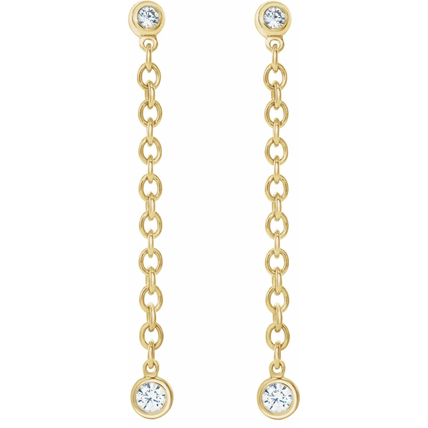 14K Yellow 1/5 CTW Natural Diamond Hinged Hoop Chain Earrings