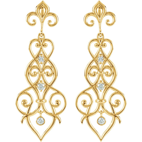14K Yellow 1/3 CTW Natural Diamond Fleur-de-Lis Earrings