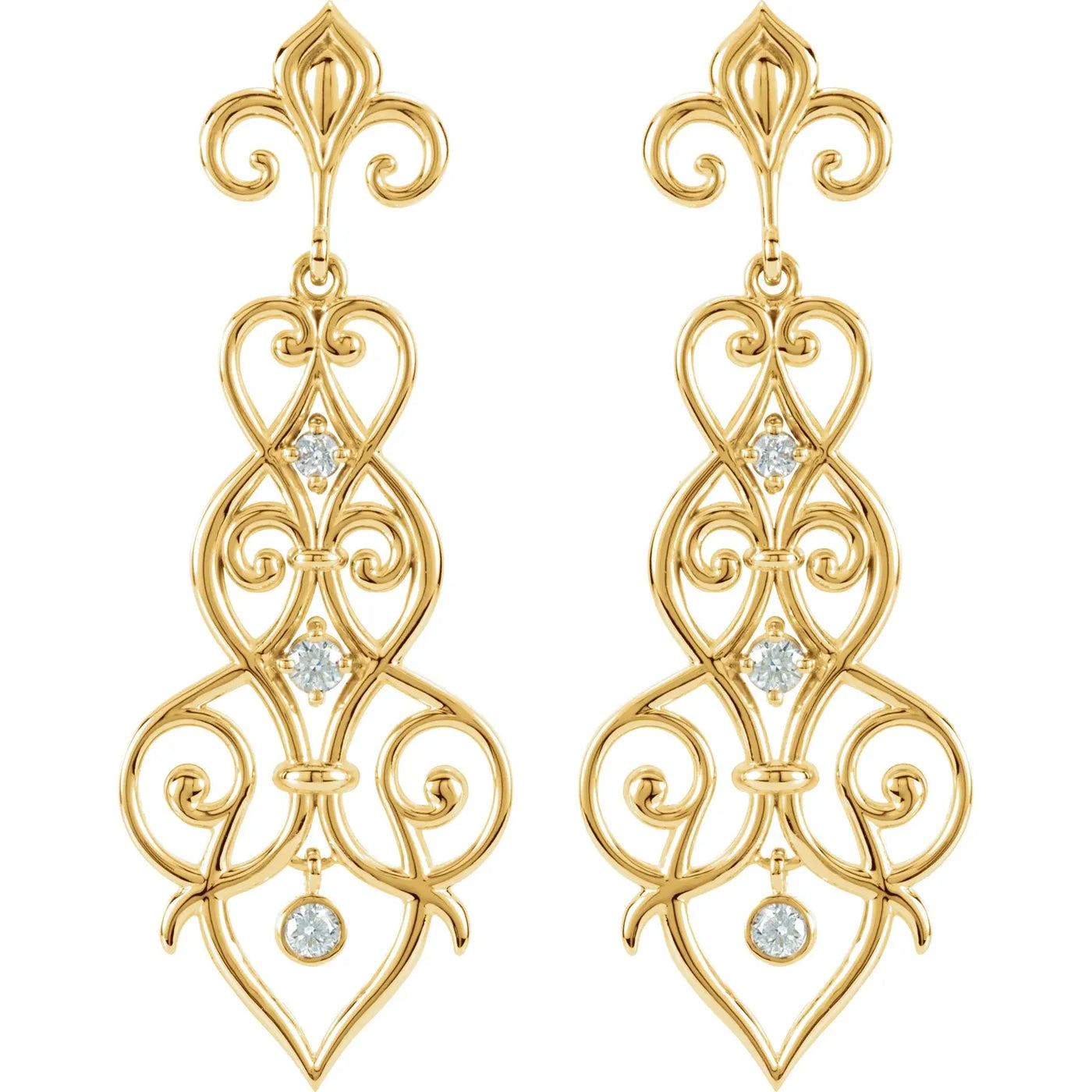 14K Yellow 1/3 CTW Natural Diamond Fleur-de-Lis Earrings