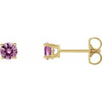 14K Yellow 4 mm Natural Pink Sapphire Stud Earrings