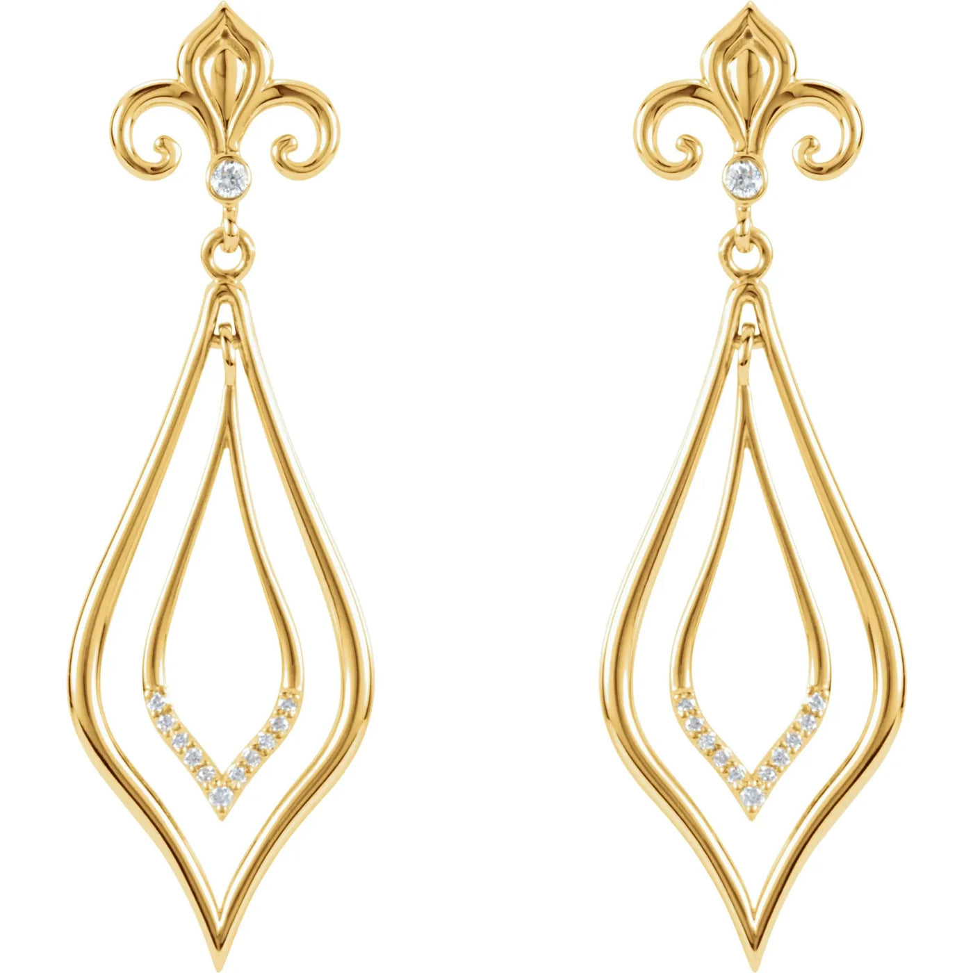 14K Yellow 1/10 CTW Natural Diamond Fleur-de-Lis Earrings
