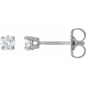 Sterling Silver 3 mm Imitation White Cubic Zirconia Stud Earrings