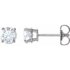 14K White 4 mm Natural White Sapphire Stud Earrings