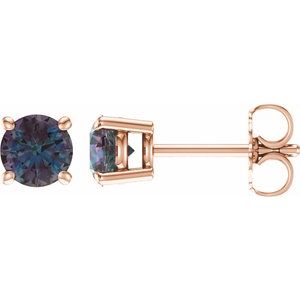 14K Rose 5 mm Lab-Grown Alexandrite Stud Earrings