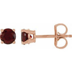 14K Rose 4 mm Natural Mozambique Garnet Stud Earrings