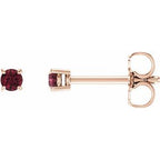 14K Rose 2.5 mm Natural Mozambique Garnet Stud Earrings