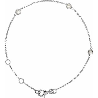 14K White 1/6 CTW Natural Diamond Bezel-Set 3-Station Bracelet
