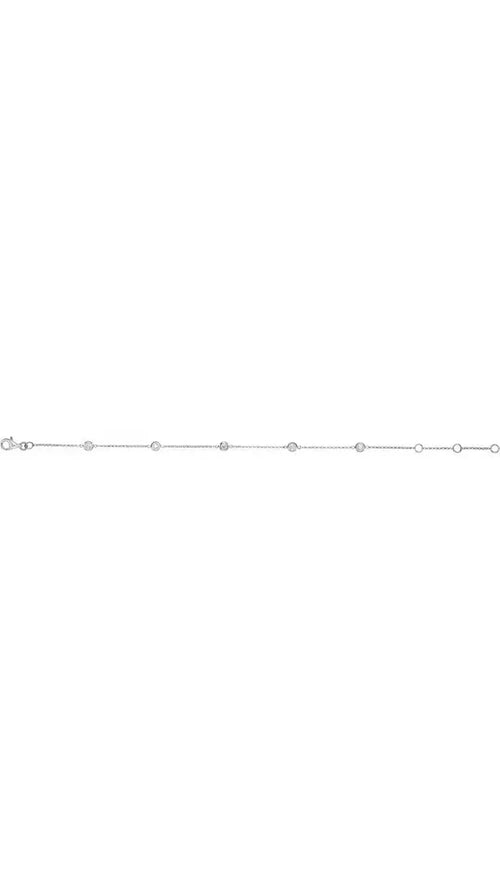 14K White 1/4 CTW Natural Diamond Bezel-Set 5-Station Bracelet
