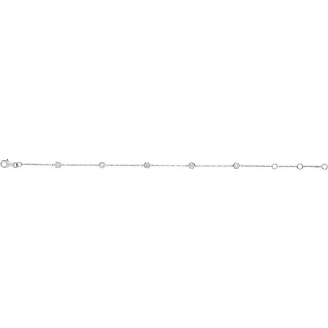 14K White 1/4 CTW Natural Diamond Bezel-Set 5-Station Bracelet