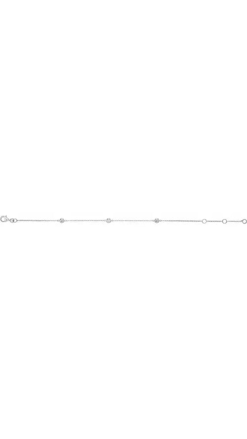 14K White 1/6 CTW Natural Diamond Bezel-Set 3-Station Bracelet