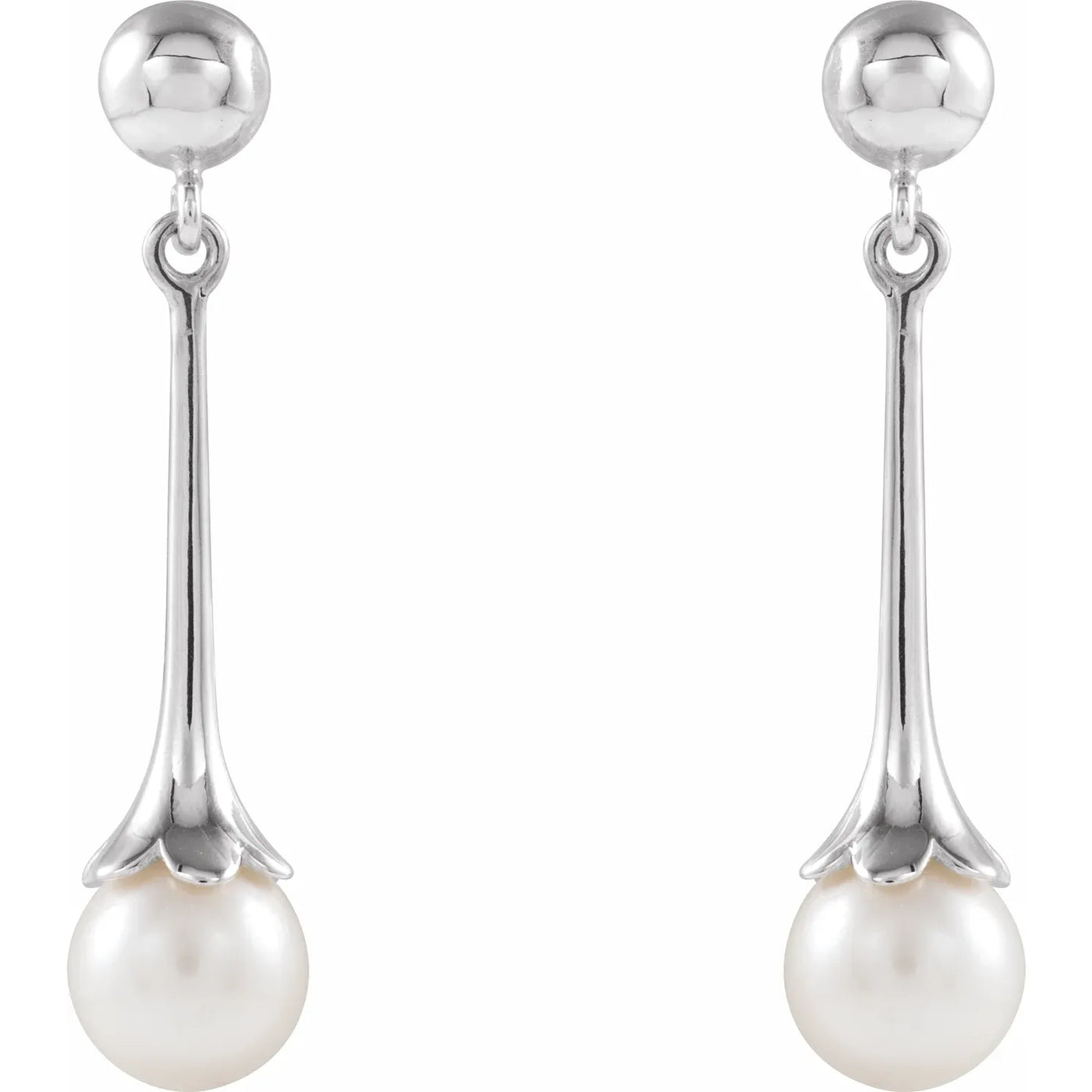 14K White Cultured White Freshwater Pearl Earrings