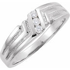 14K White 1/10 CTW Natural Diamond 3-Stone Band